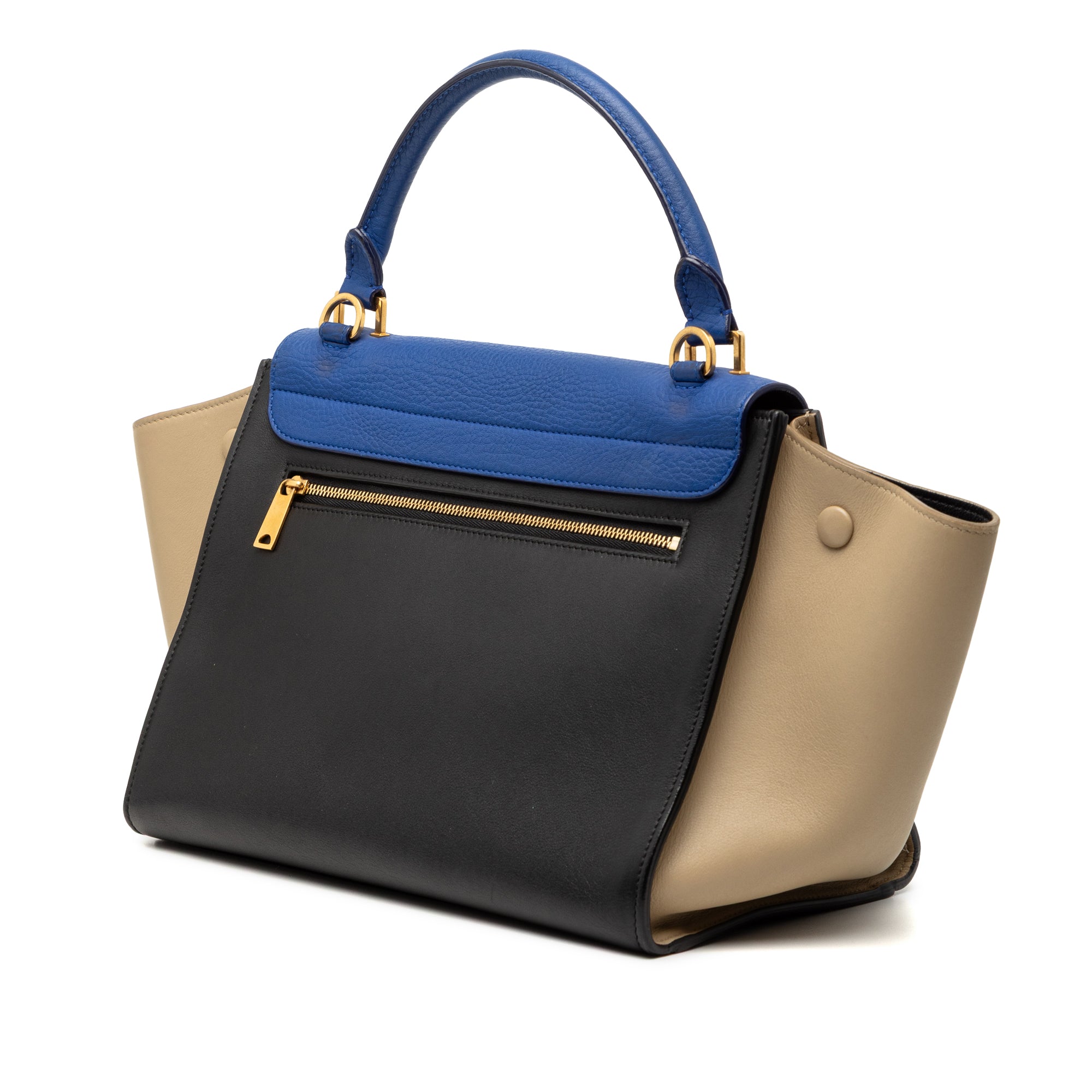 Small Tricolor Leather Trapeze Satchel - Image 2