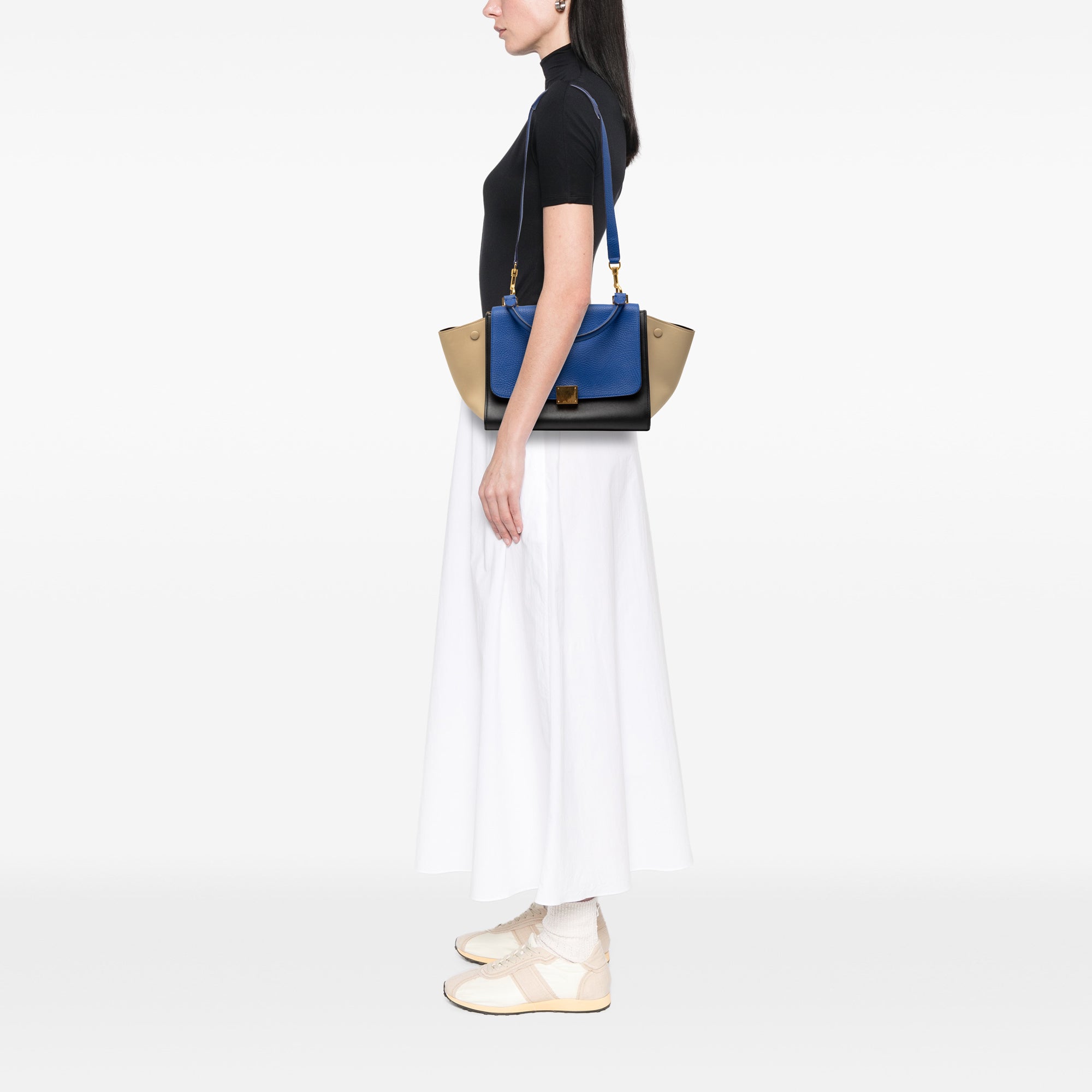 Small Tricolor Leather Trapeze Satchel - Image 7
