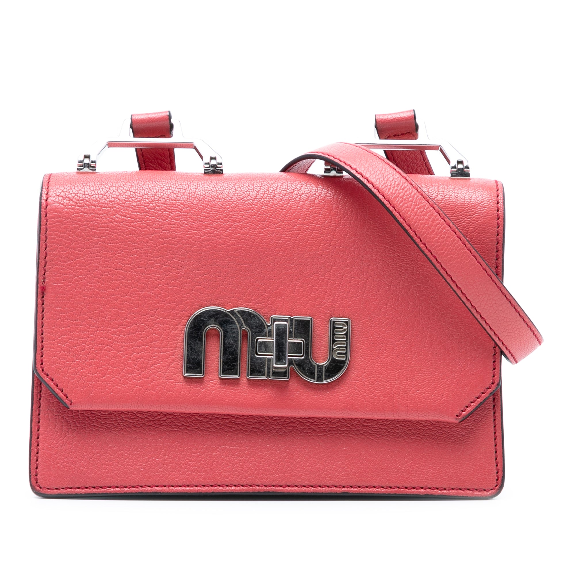 Goatskin Madras Miu Logo Crossbody - Image 1