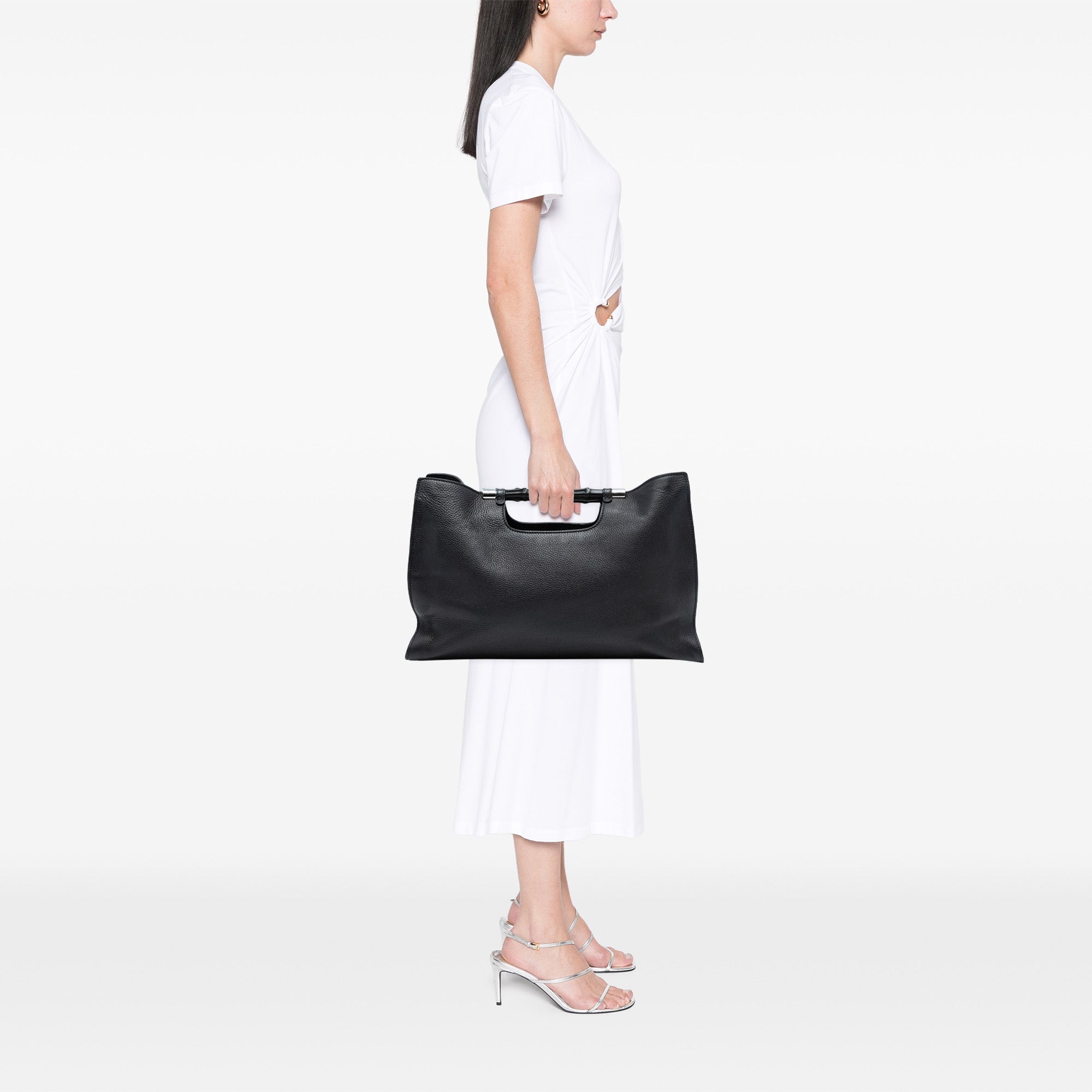 Medium Calfskin Bamboo Daily Shopper Satchel - Image 7