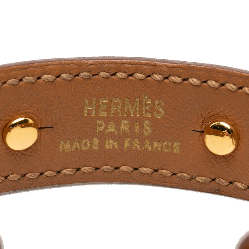 Leather and Gold Plated Chaine d Ancre Cuff Bracelet - Image 4