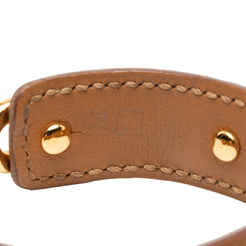 Leather and Gold Plated Chaine d Ancre Cuff Bracelet - Image 5