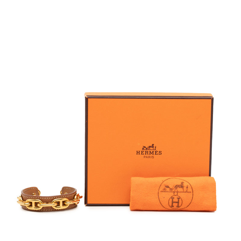 Leather and Gold Plated Chaine d Ancre Cuff Bracelet - Image 6