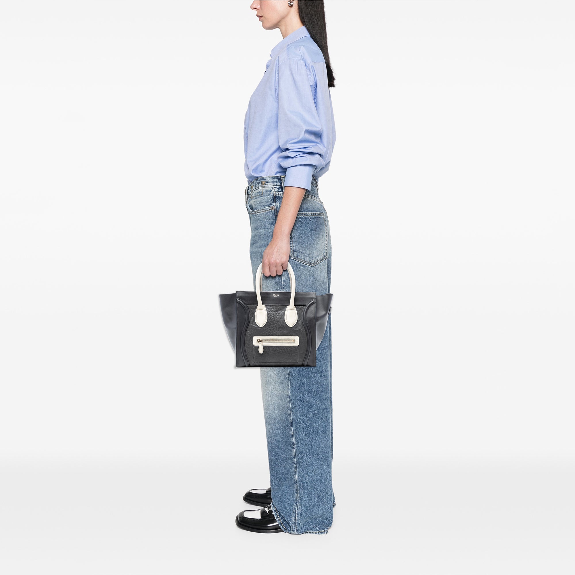 Mini Embossed Calfskin Luggage Tote - Image 7