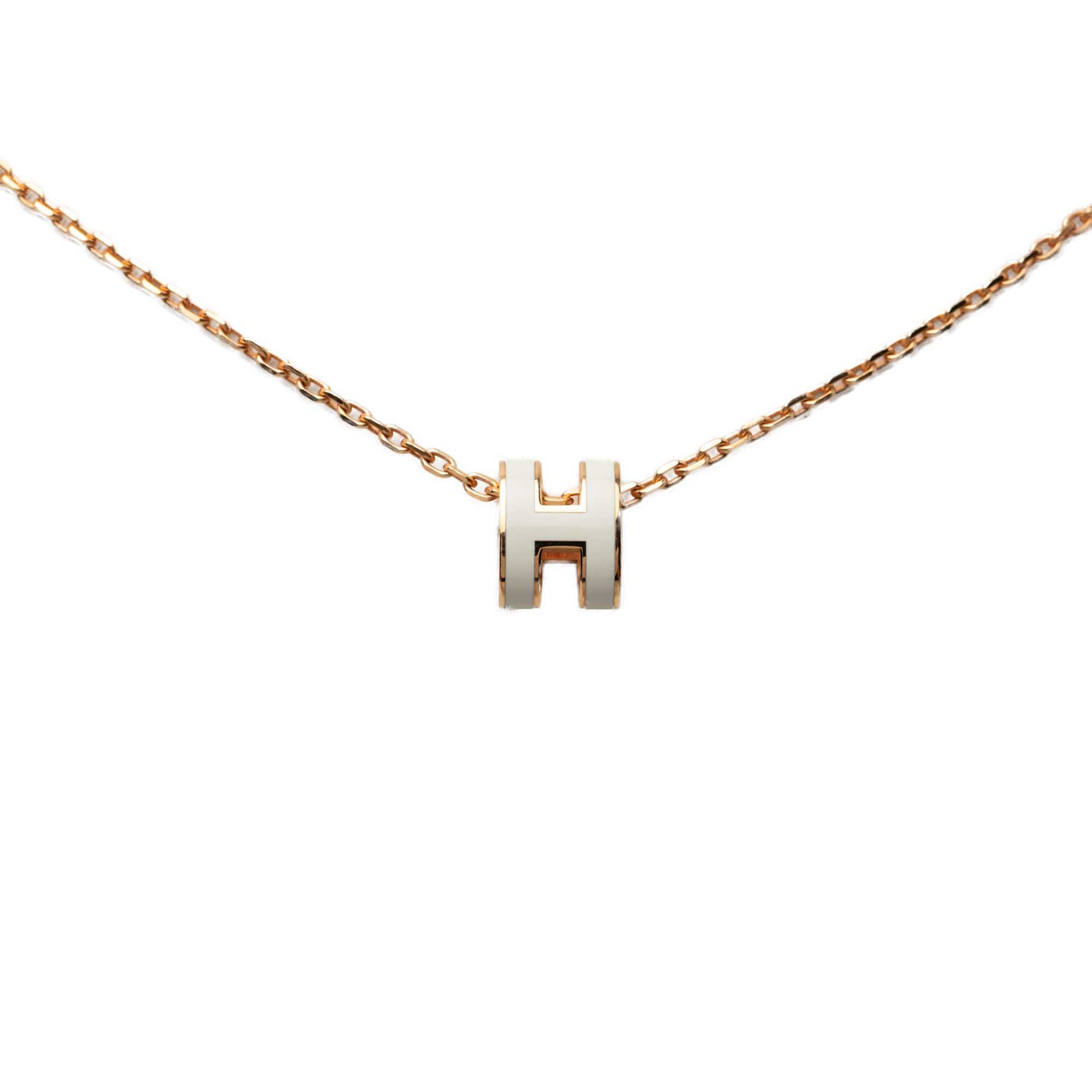 Rose Gold Enamel Mini Pop H Pendant - Image 1
