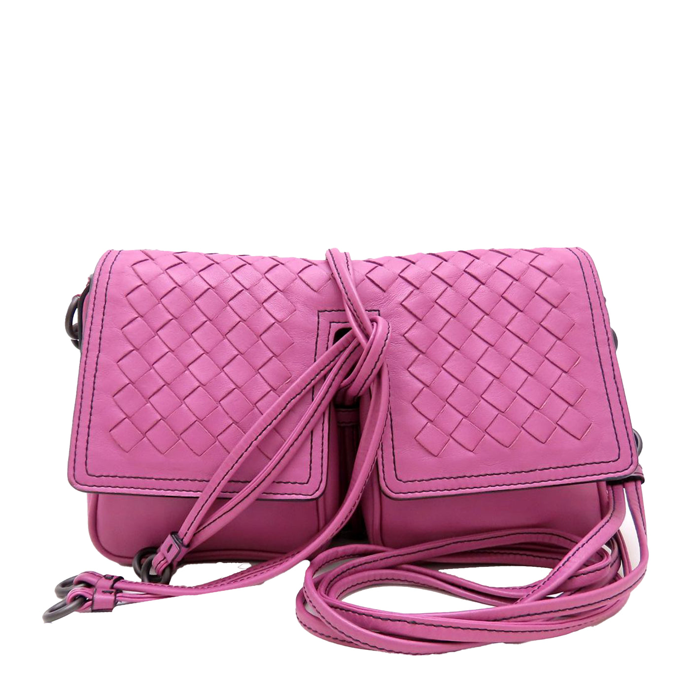 Nappa Intrecciato Double Pocket Flap Crossbody - Image 1
