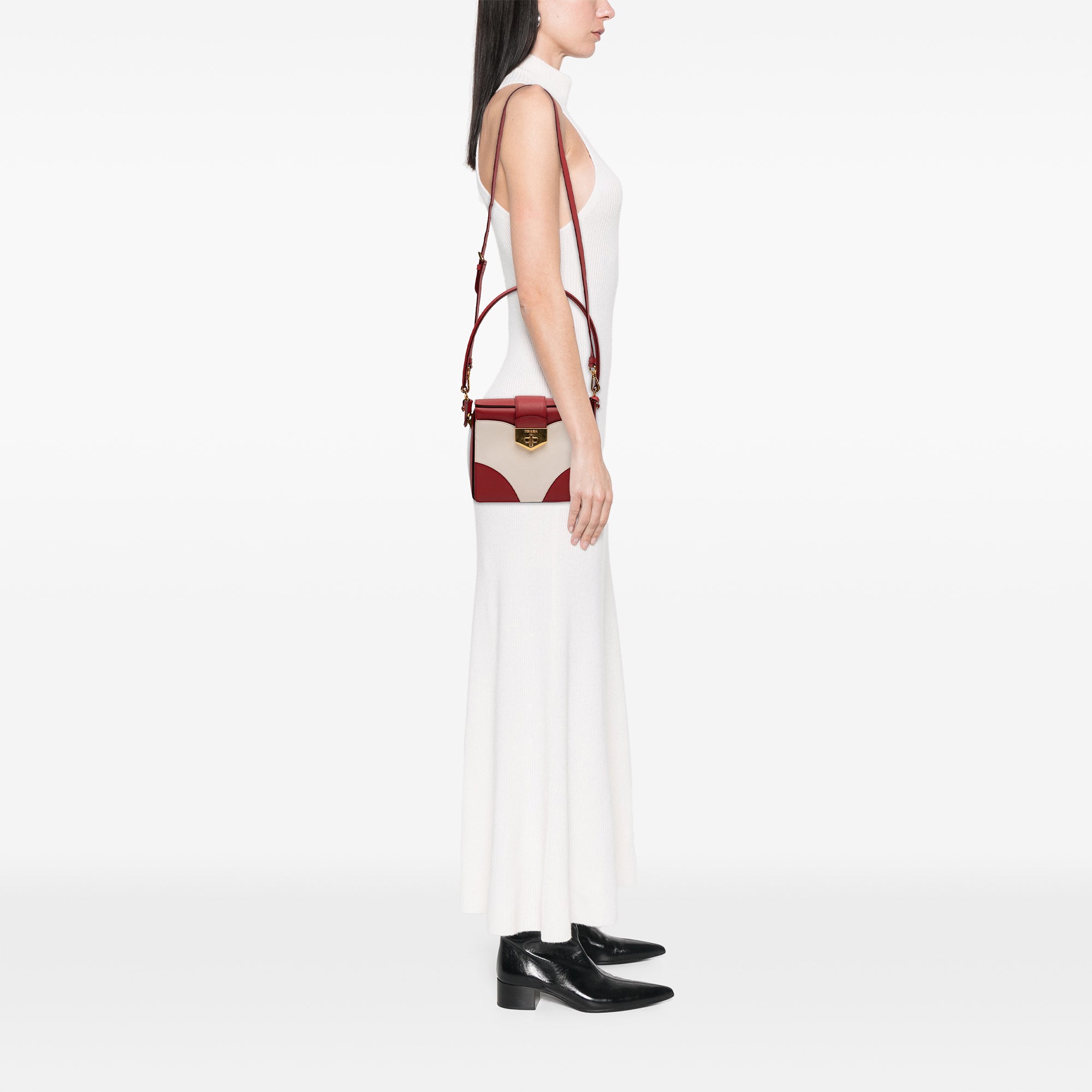 Bicolor Saffiano Turnlock Satchel - Image 11