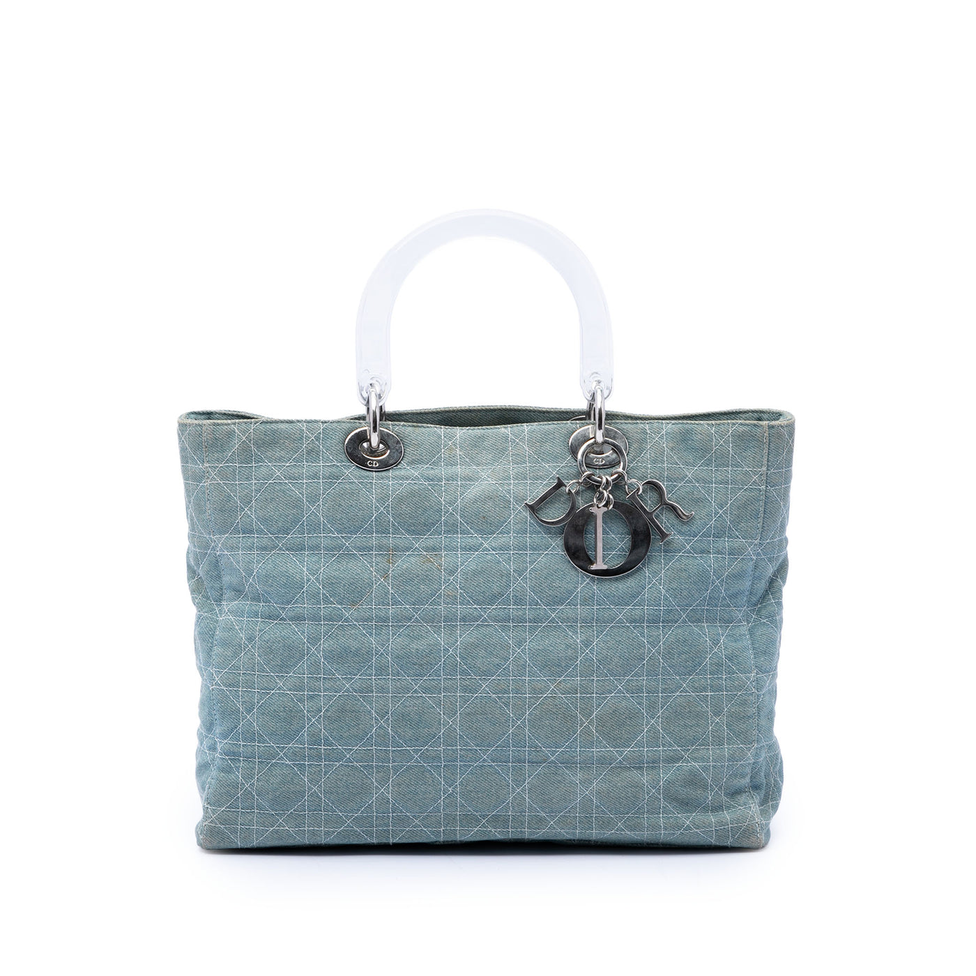 Large Denim Cannage Acrylic Handles Lady Dior - Image 1