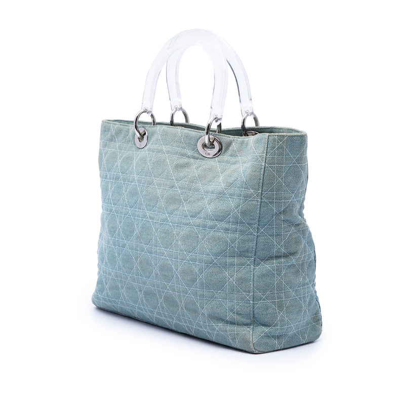 Large Denim Cannage Acrylic Handles Lady Dior - Image 2