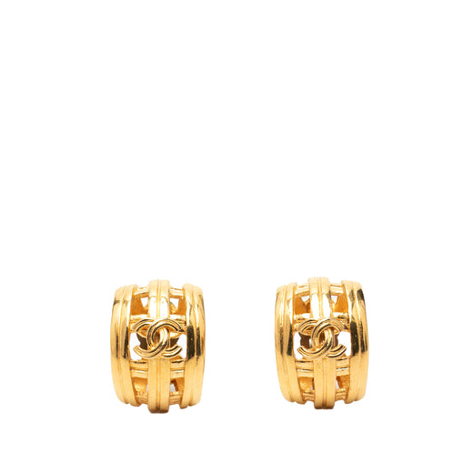 CC Gold Plated Hoop Clip on Earrings - Image 1