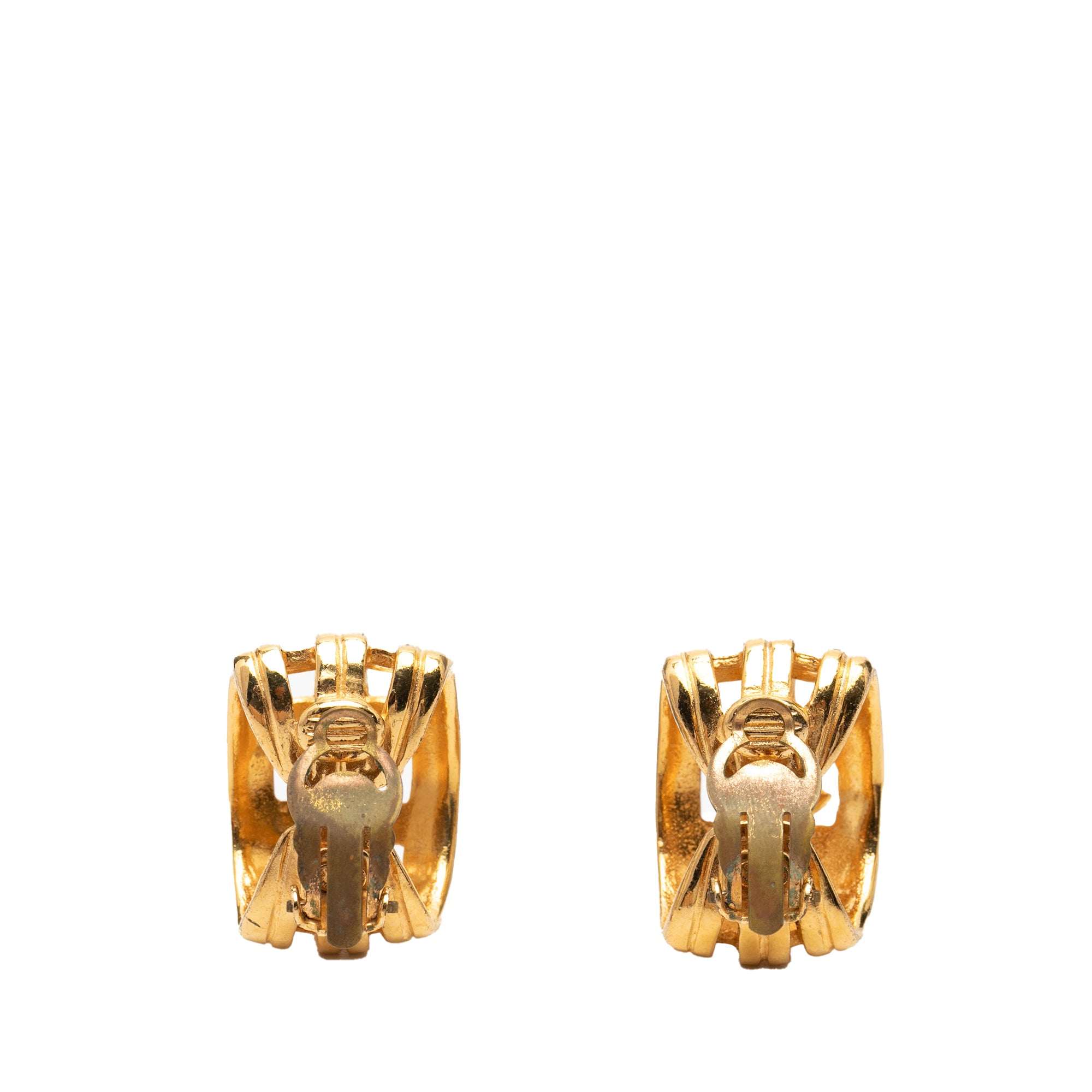 CC Gold Plated Hoop Clip on Earrings - Image 2