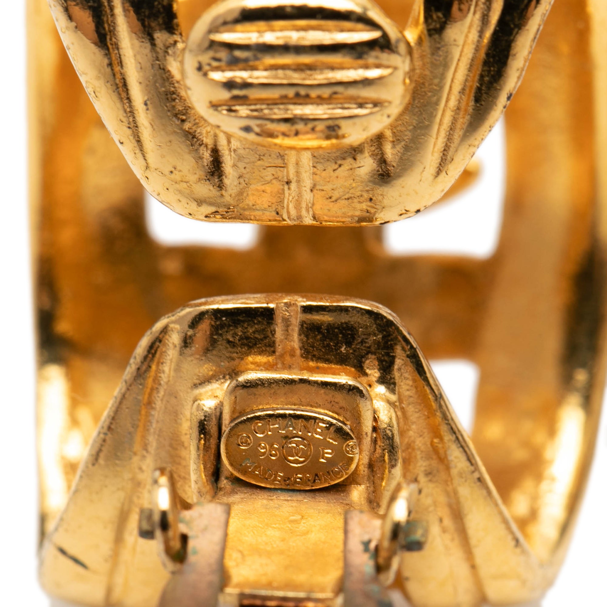 CC Gold Plated Hoop Clip on Earrings - Image 3