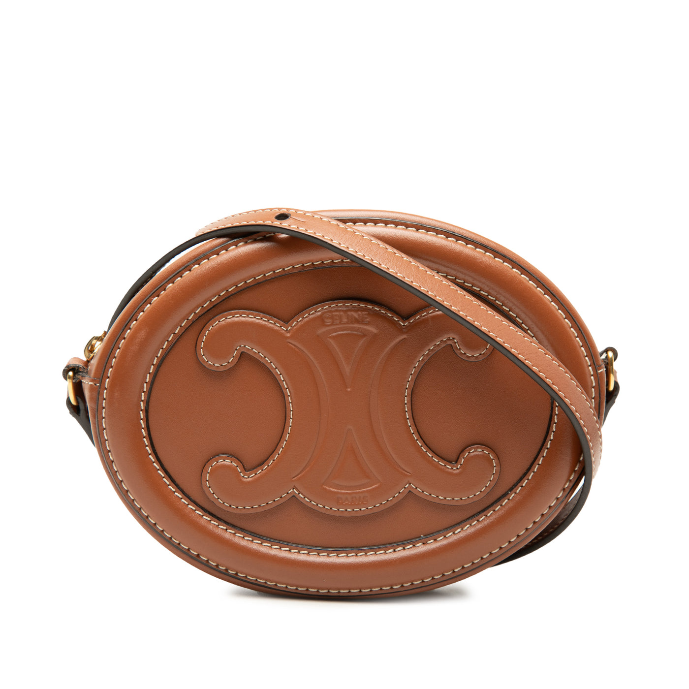 Small Calfskin Cuir Triomphe Oval Crossbody - Image 1