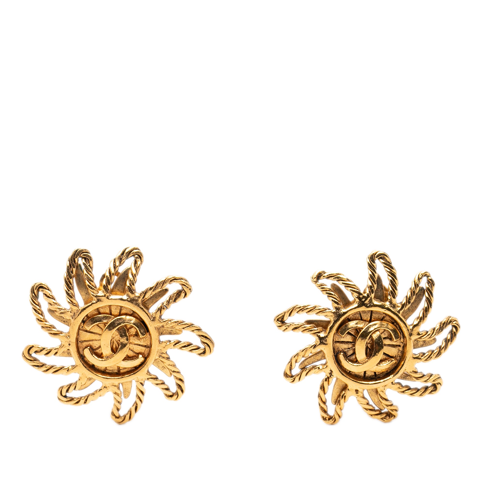CC Gold Plated Sun Clip On Earrings - Image 1