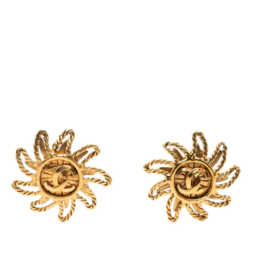 CC Gold Plated Sun Clip On Earrings - Image 1