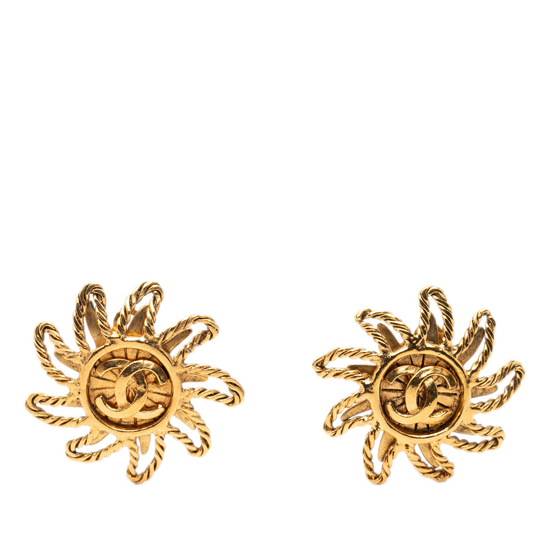 CC Gold Plated Sun Clip On Earrings