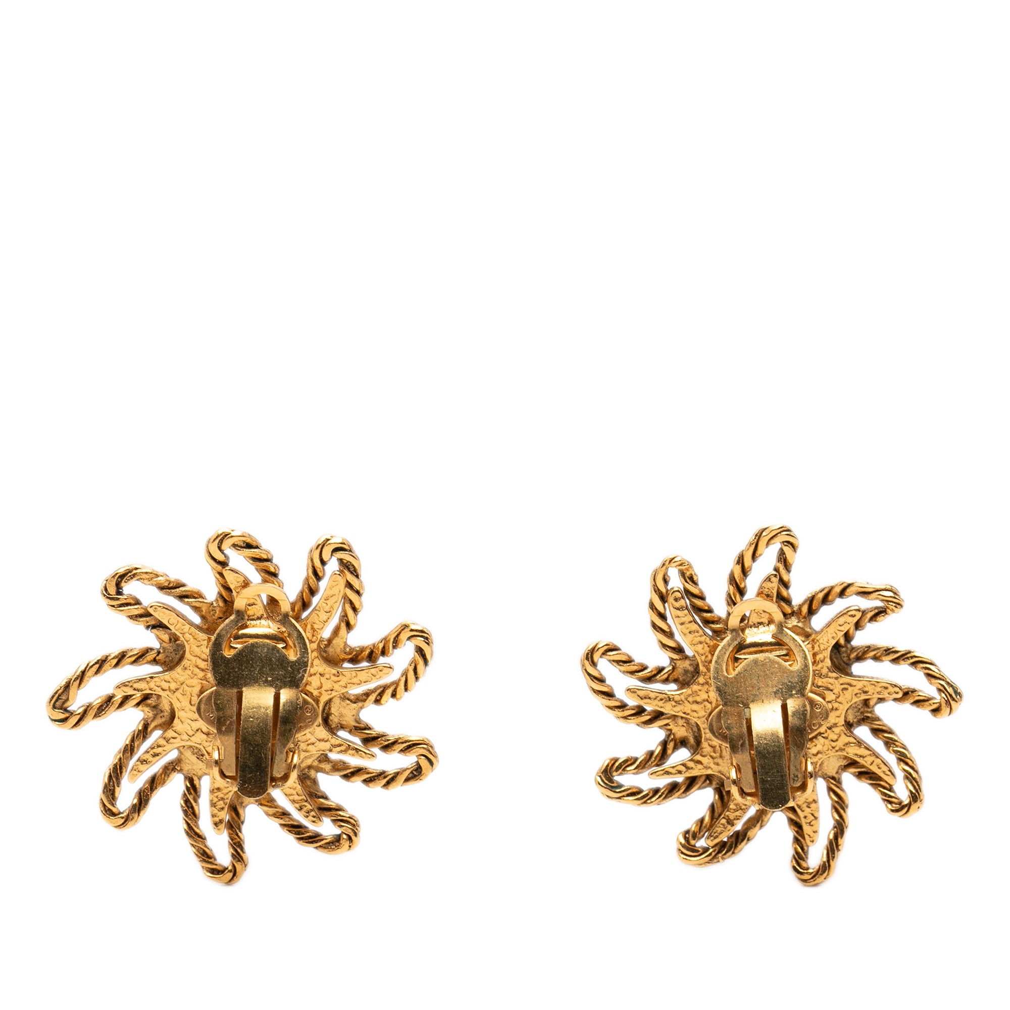 CC Gold Plated Sun Clip On Earrings - Image 2