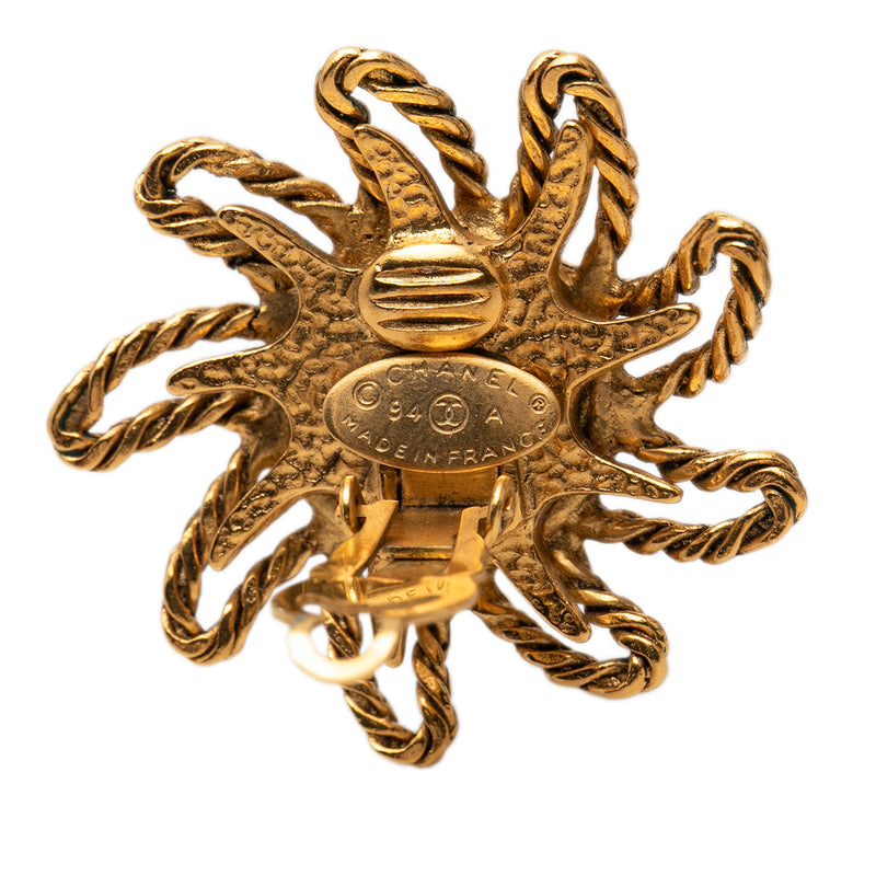 CC Gold Plated Sun Clip On Earrings - Image 3
