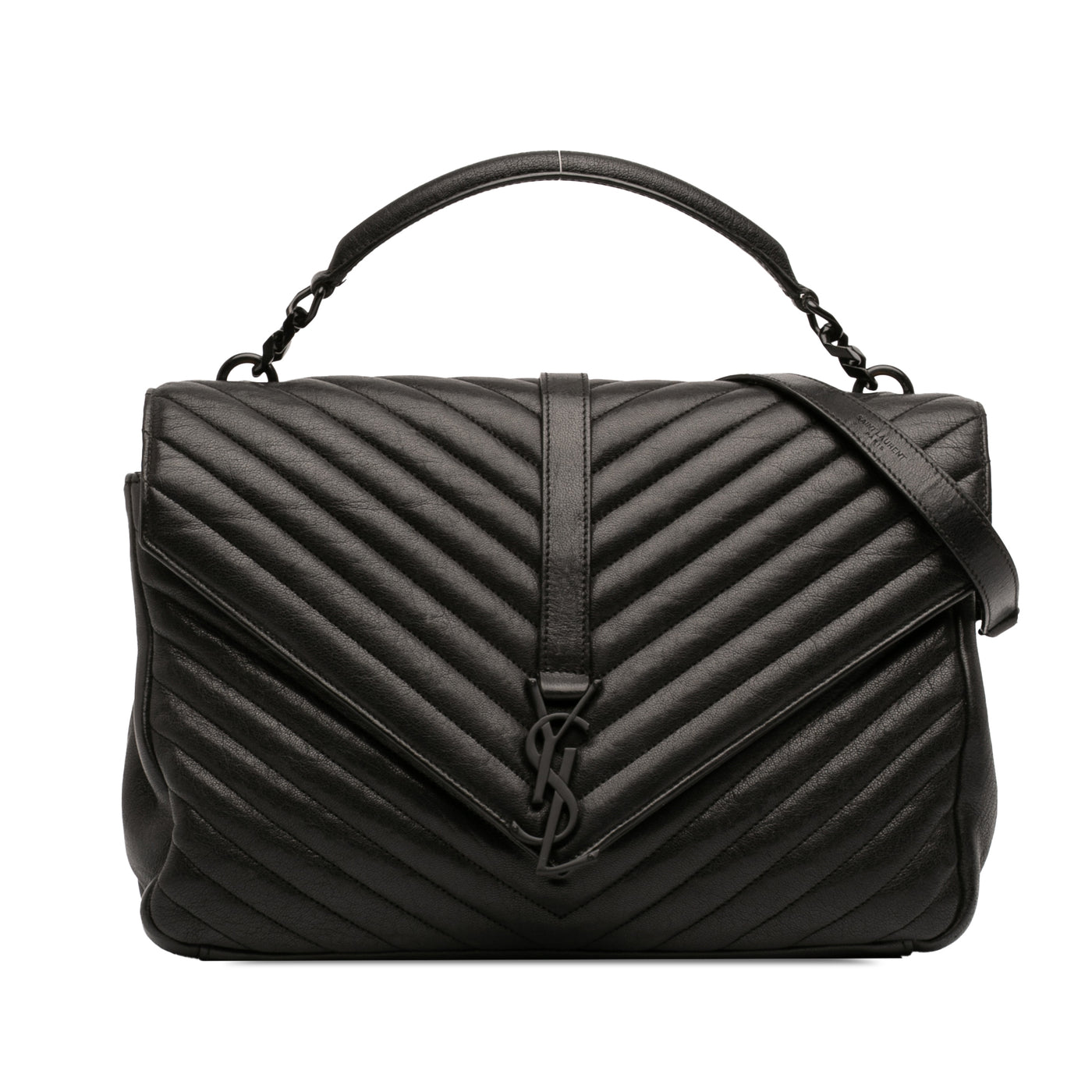Large Sheepskin Chevron Monogram Monochrome College Bag - Image 1