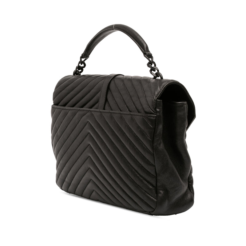Large Sheepskin Chevron Monogram Monochrome College Bag - Image 2