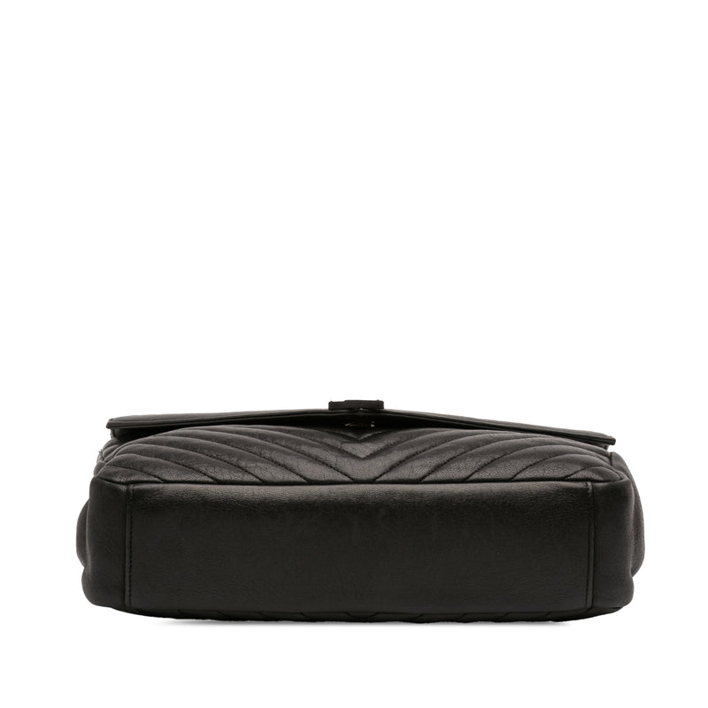 Large Sheepskin Chevron Monogram Monochrome College Bag - Image 3