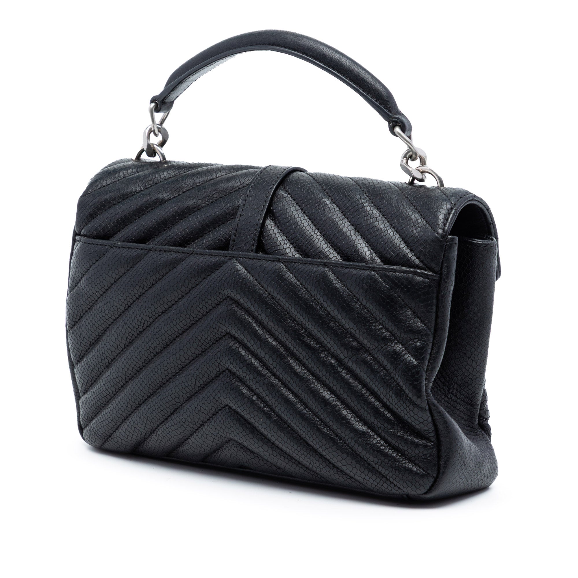 Medium Chevron Embossed Leather Monogram College Satchel - Image 2