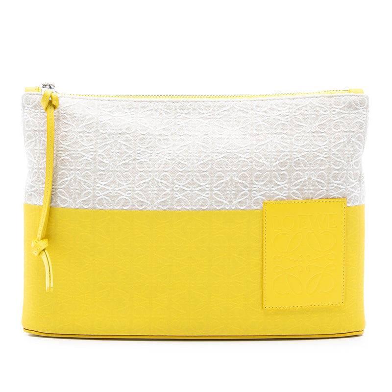 Repeat Anagram Jacquard and Leather Oblong Pouch