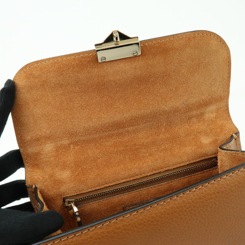Valentino Garavani Glam Lock Leather Brown Bag