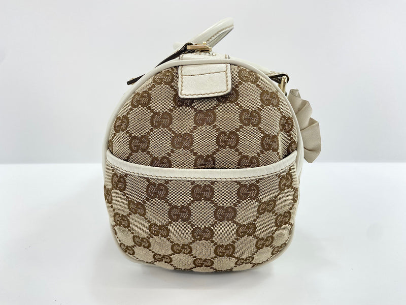 Gucci Trophy Boston Gg Canvas Beige Bag