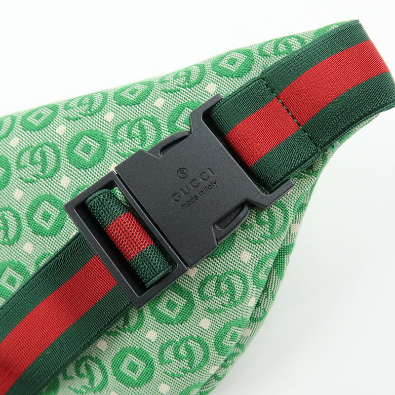 Gucci Childrens Belt Printed Gg Coated Canvas Green Bag