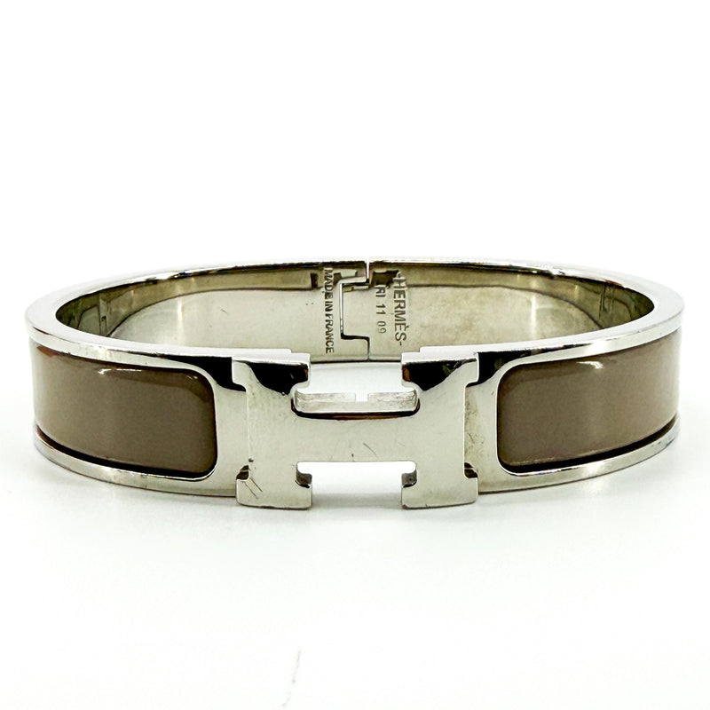 Hermes Clic H Enamel Brown Silver Bijoux