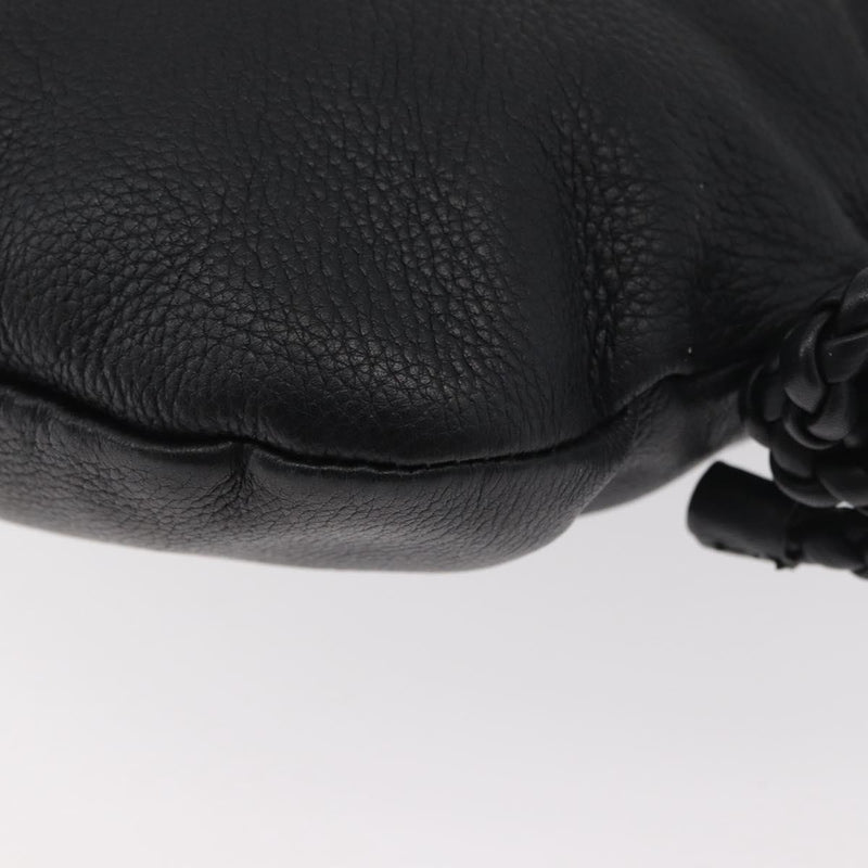 Gucci Braided Strap Zip Messenger Leather Black