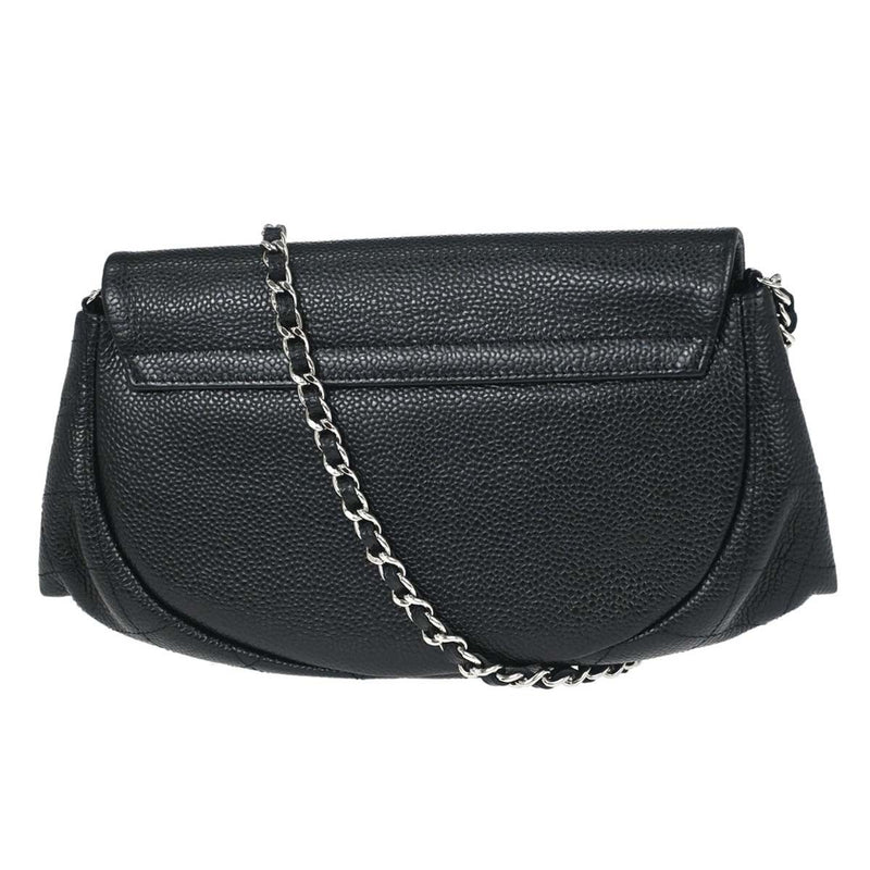 Chanel Timeless Half Moon Flap Caviar Black Leather Bag