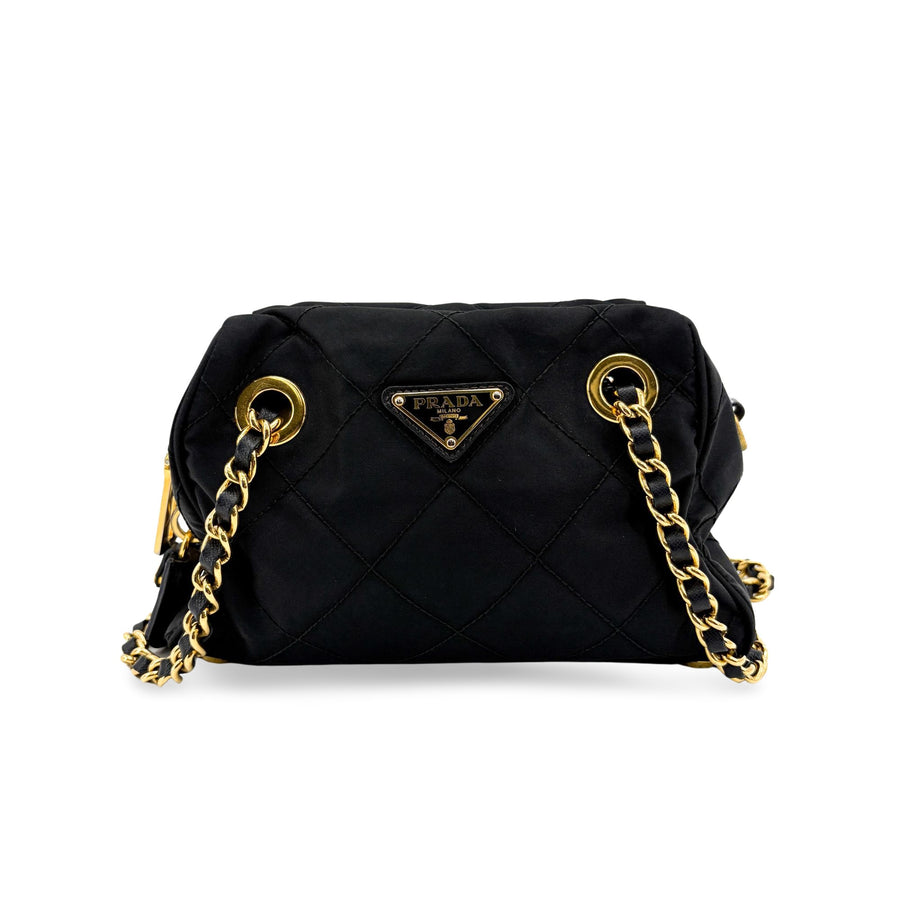 Prada Re-Edition 1995 Chain Quilted Re-Nylon Black Bag