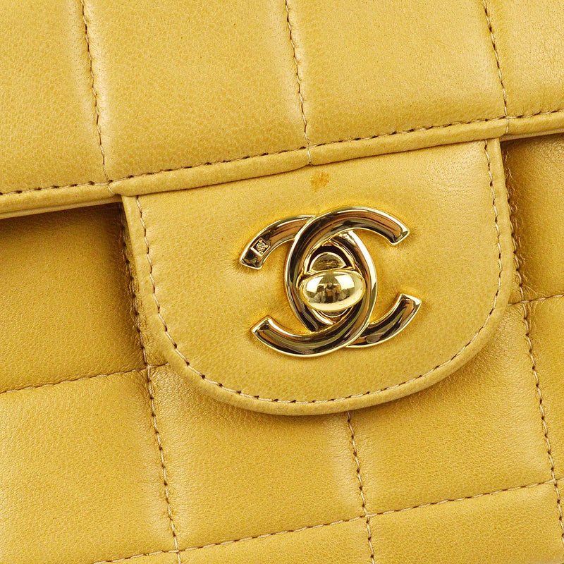Chanel Chocolate Bar Flap Quilted Lambskin Beige Leather Bag