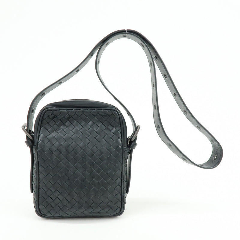 Bottega Veneta Front Pocket Messenger Intrecciato Nappa Black Leather
