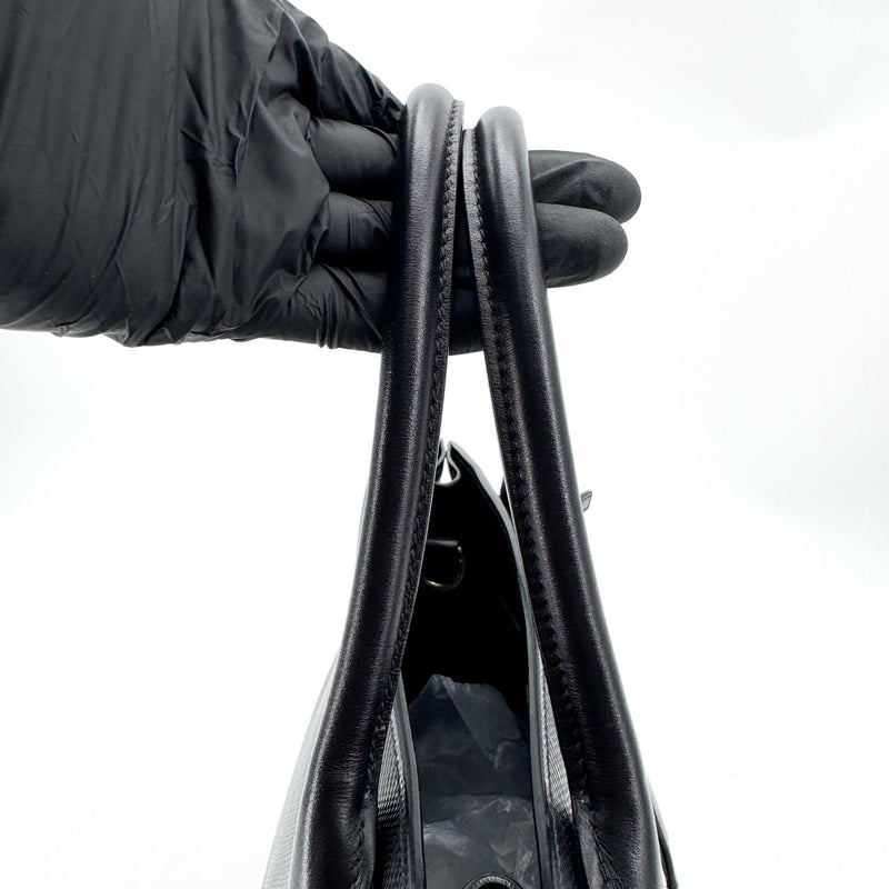 Prada Monochrome Saffiano With City Calf Black Leather Bag