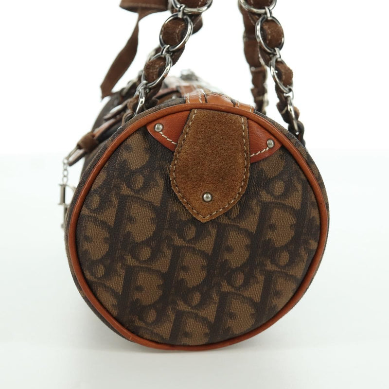 Christian Dior Vintage Trotter Romantique Boston Diorissimo Coated Canvas Brown Bag