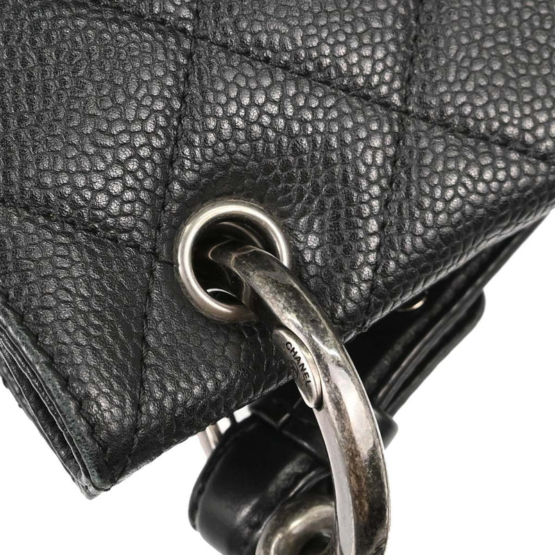Chanel Paris-Edinburgh Square Flap Caviar 2 Way Black Leather Bag