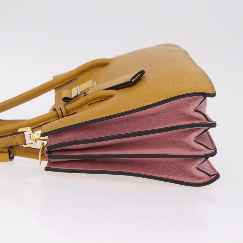 Miu Miu Madras Convertible Compartment Leather Yellow Bag