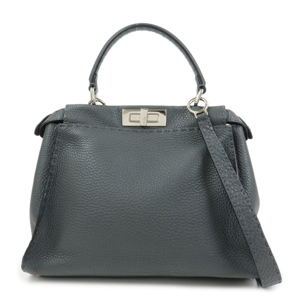Fendi Selleria Peekaboo Leather Gray Bag