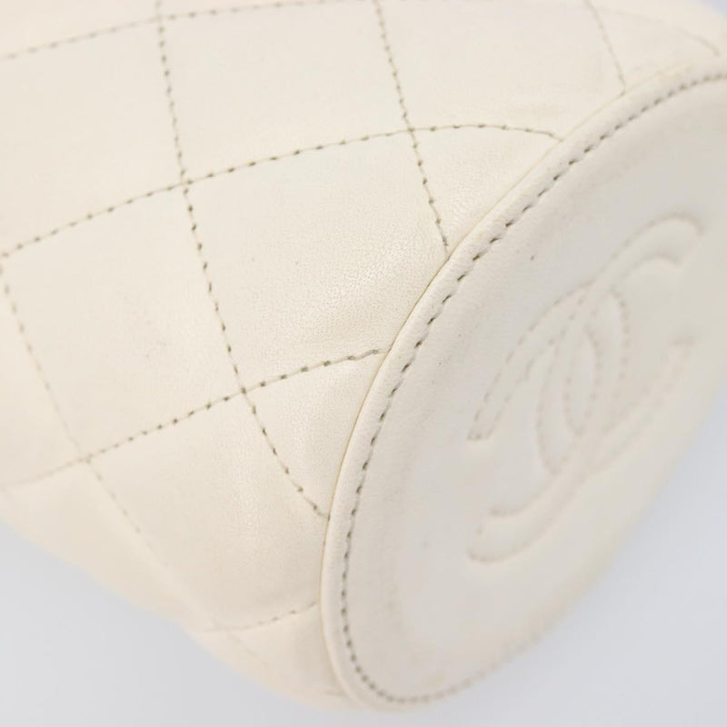 Chanel Crown Box Vanity Quilted Lambskin White Leather Bag
