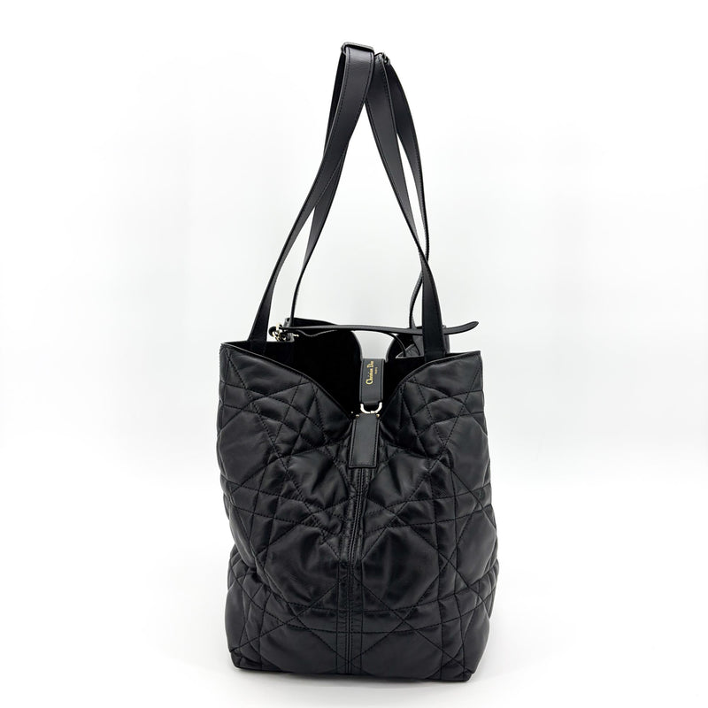 Christian Dior Toujours Macrocannage Quilt Calfskin Black Leather Bag