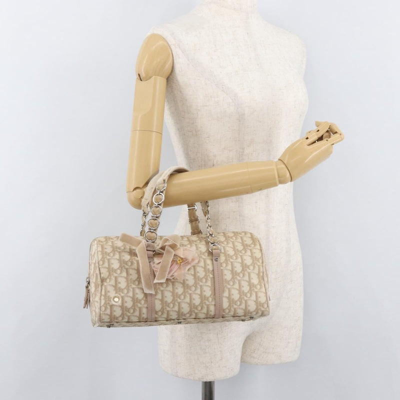 Christian Dior Vintage Trotter Romantique Zip Diorissimo Coated Canvas Beige Bag