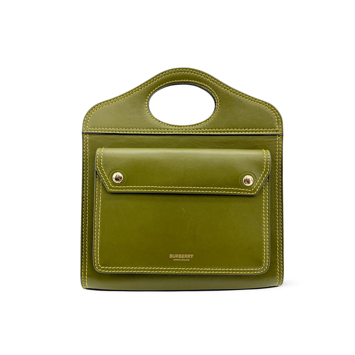 Burberry Title Pocket Leather Green Calfskin Bag