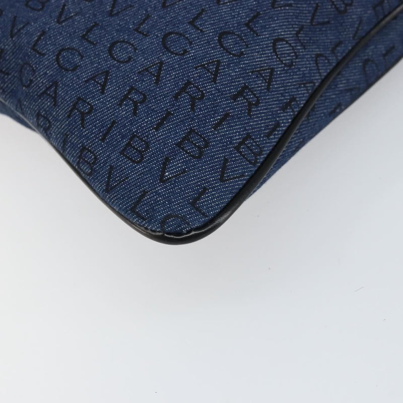 Bvlgari Logomania Canvas With Leather Blue Bag