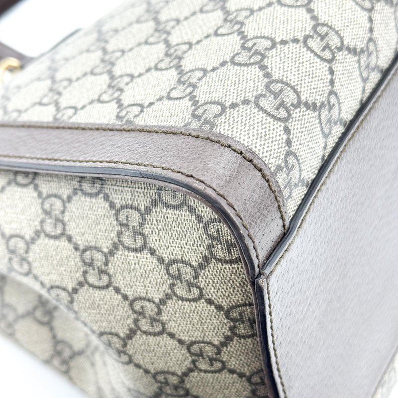 Gucci Ophidia Top Handle Gg Coated Canvas Brown Bag