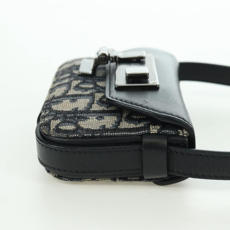 Christian Dior Clasp Lock Messenger Oblique Canvas And Leather Navy