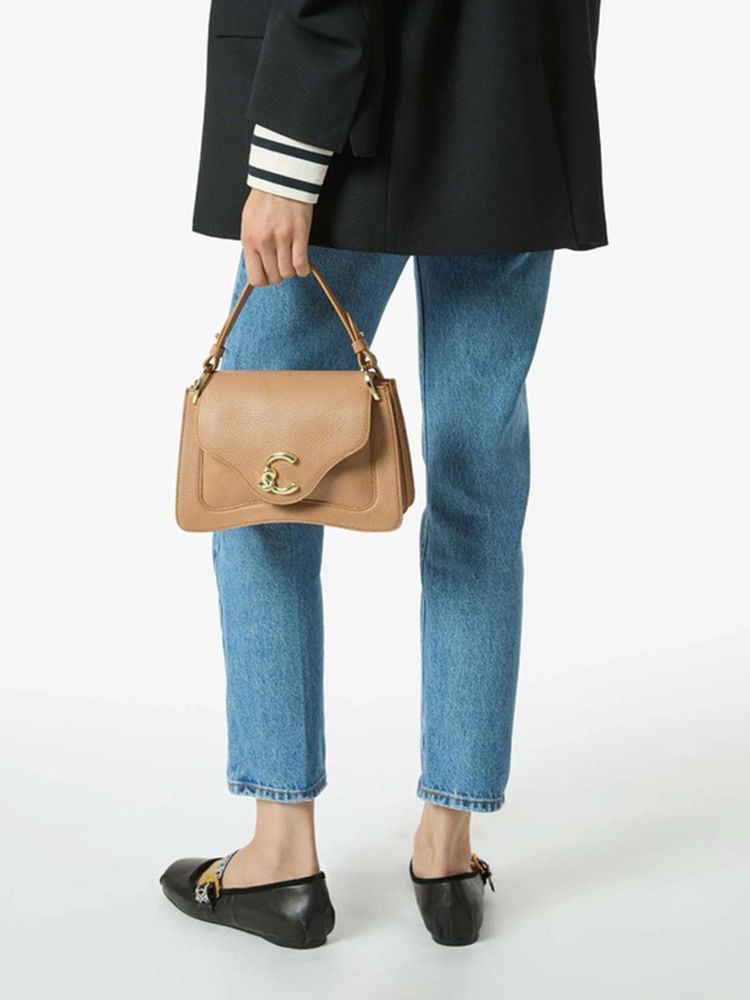 Coccinelle C-Me Shoulder Bag — Taupe Grained Leather