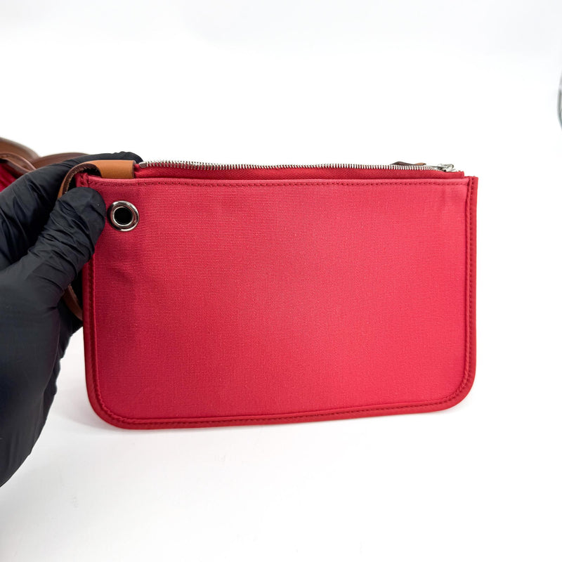 Hermes Herbag Toile And Leather Pink Canvas Bag